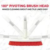 Grout Scrub Brush with Long Extendable Telescopic Handle for Kitchen, Shower, Tub, Tile