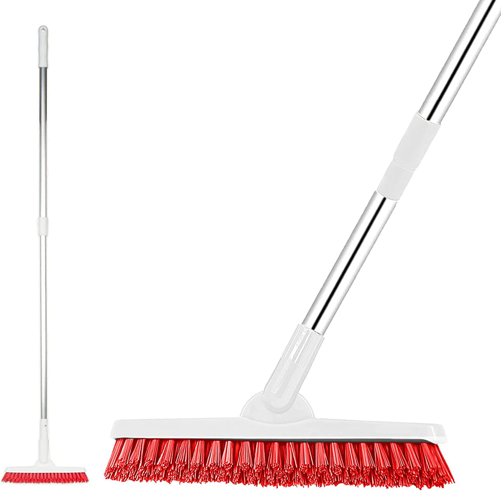 Bonpally Grout Scrub Brush with 57 Telescopic Handle, Shower Floor Brush Scrubber with V-Shape Stiff Bristles,Grout Cleaner Brush