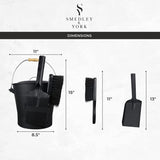 Coal and Ash Bucket with Lid, Fireplace Shovel and Hand Broom